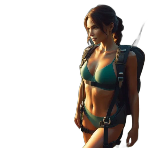concept art, 3d render, cyberpunk, fantasy art, green, female, character, possibly transparent PNG cut-out