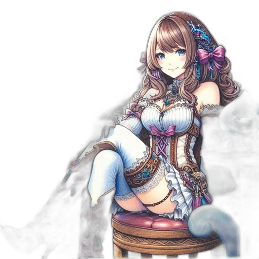 dress, staff, crown, sword, fantasy art, concept art, watercolor, anime transparent PNG cut-out