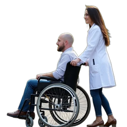 staff, furniture, jacket, concept art, fog, man, wheelchair, being transparent PNG cut-out