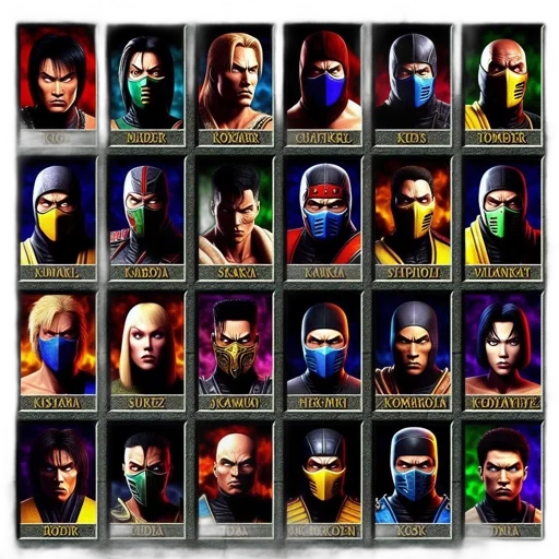 concept art, cyberpunk, colorful, neon, dark, array, portraits, features transparent PNG cut-out