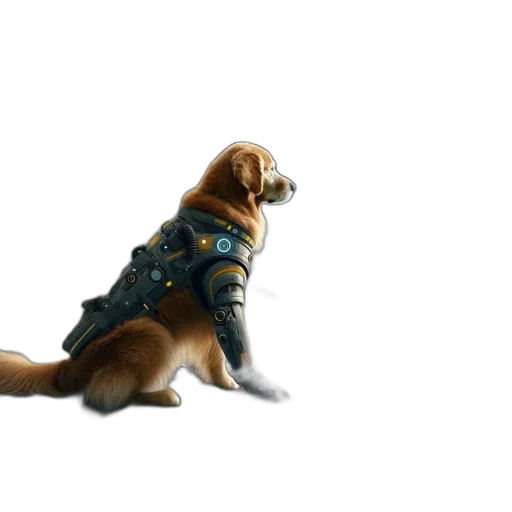 jacket, animal, staff, creature, concept art, 3d render, photorealistic, cyberpunk transparent PNG cut-out