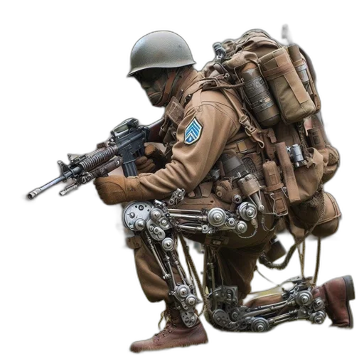 weapon, jacket, robot, staff, concept art, 3d render, pixel art, photorealistic transparent PNG cut-out