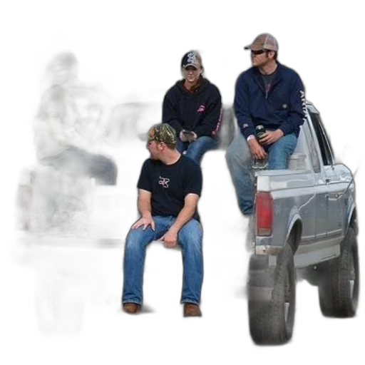 car, concept art, group, people, sitting, back, pickup, truck transparent PNG cut-out