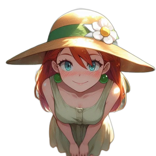 hat, staff, flower, crown, anime, watercolor, fantasy art, pixel art transparent PNG cut-out