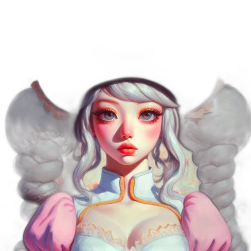 face, dress, creature, fantasy art, concept art, pixel art, 3d render, pastel transparent PNG cut-out