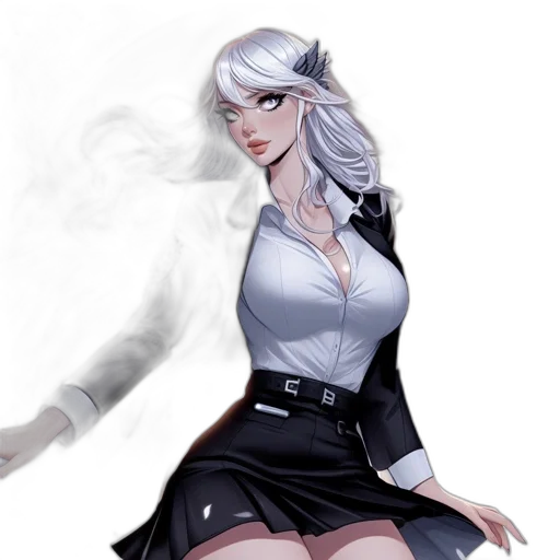 dress, staff, fantasy art, concept art, comic book art, anime, fire, fog transparent PNG cut-out