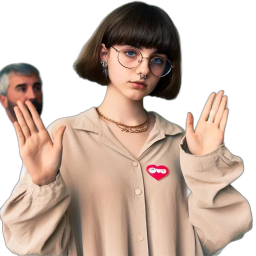 jacket, face, staff, hair, vaporwave, photorealistic, anime, concept art transparent PNG cut-out