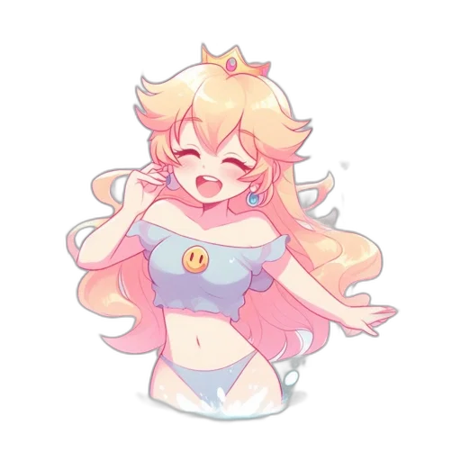crown, dress, pixel art, anime, watercolor, vaporwave, pastel, colorful transparent PNG cut-out