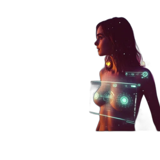 robot, dress, jewelry, jacket, cyberpunk, concept art, vaporwave, pixel art transparent PNG cut-out