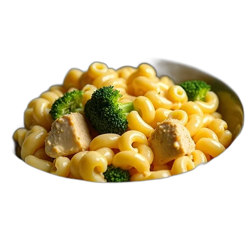 food, 3d render, bowl, creamy, macaroni, cheese, chunks, chicken transparent PNG cut-out