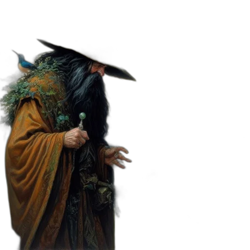 staff, mask, hat, creature, concept art, fantasy art, photorealistic, 3d render transparent PNG cut-out