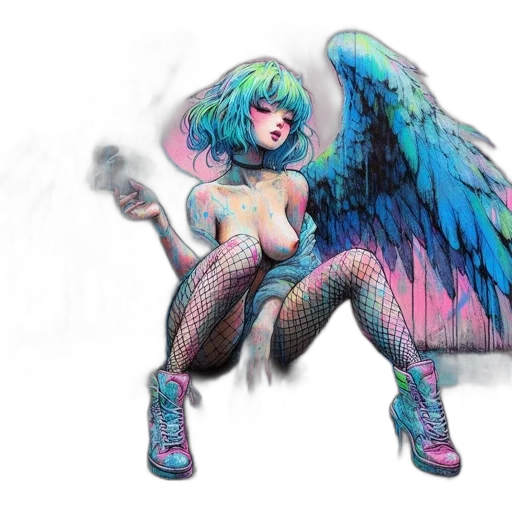 creature, concept art, fantasy art, pixel art, cyberpunk, neon lights, pastel, neon transparent PNG cut-out