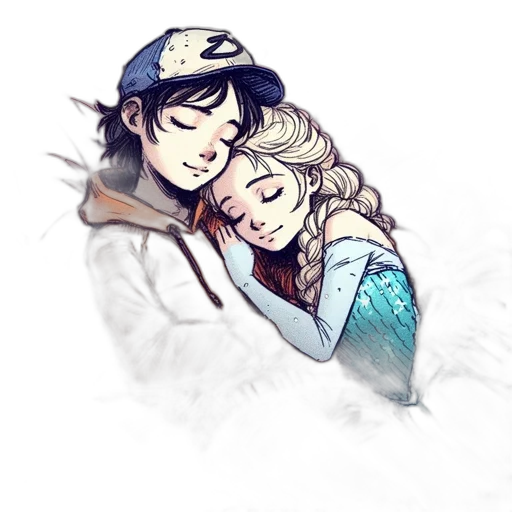 watercolor, pixel art, fantasy art, concept art, snow, underwater, blue, pastel transparent PNG cut-out