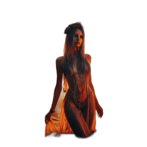 dress, creature, hair, 3d render, oil painting, concept art, fantasy art, dark transparent PNG cut-out