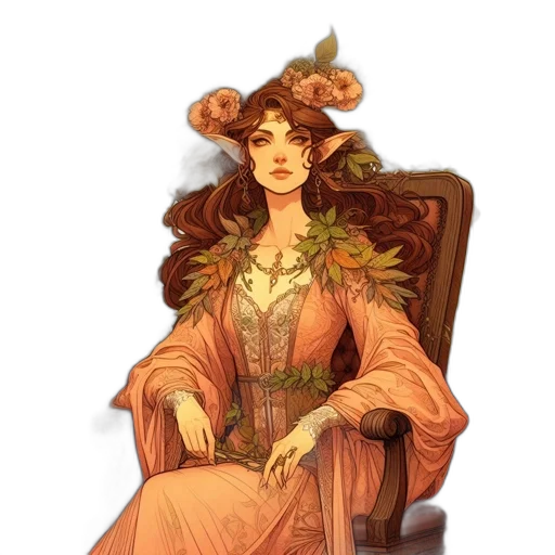 crown, dress, staff, jewelry, concept art, fantasy art, pixel art, watercolor transparent PNG cut-out