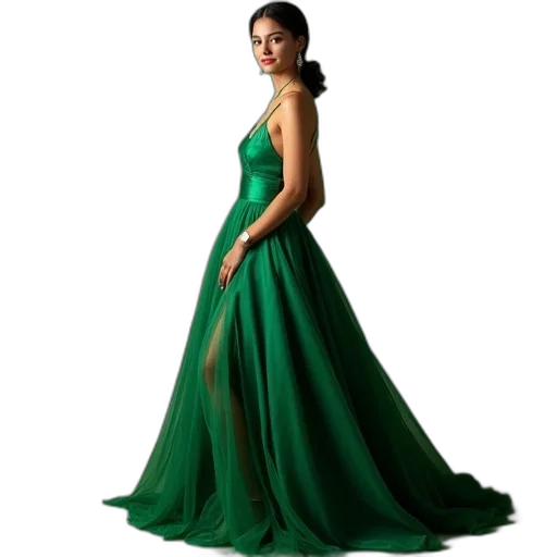 dress, photorealistic, concept art, green transparent PNG cut-out