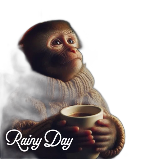 food, 3d render, photorealistic, concept art, fantasy art, young, monkey, sweater transparent PNG cut-out