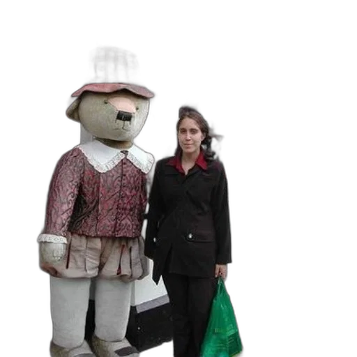 jacket, staff, 3d render, forest, woman, stands, next, large transparent PNG cut-out