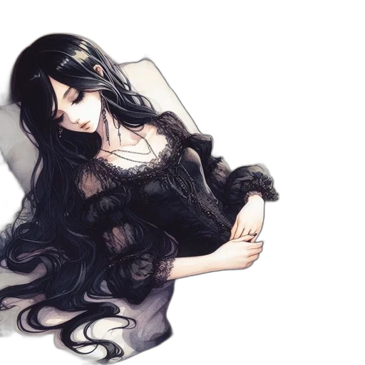 dress, hair, mask, fantasy art, watercolor, concept art, pixel art, dark transparent PNG cut-out