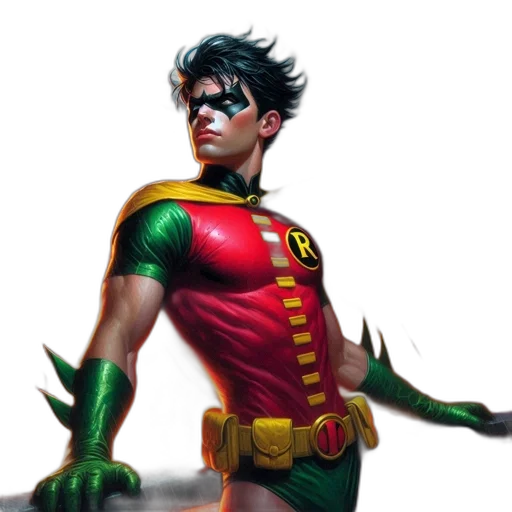 comic book art, concept art, fantasy art, 3d render, green, young, male, superhero transparent PNG cut-out