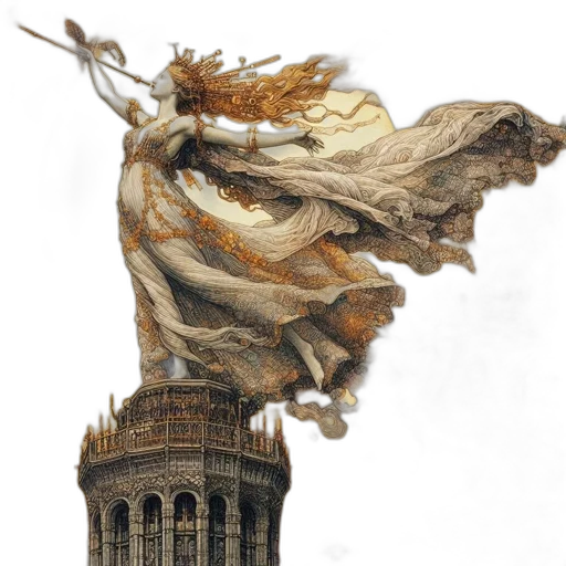 dress, dragon, crown, staff, concept art, fantasy art, photorealistic, watercolor transparent PNG cut-out