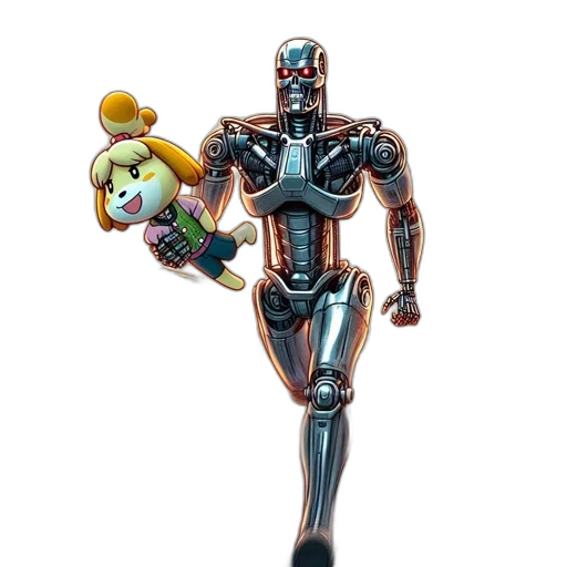 robot, weapon, staff, jewelry, 3d render, concept art, urban, setting transparent PNG cut-out