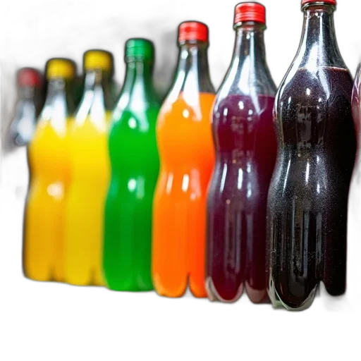 bottle, food, weapon, 3d render, photorealistic, colorful, neon, vibrant transparent PNG cut-out