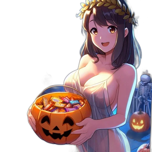 dress, crown, creature, food, concept art, pixel art, anime, fantasy art transparent PNG cut-out