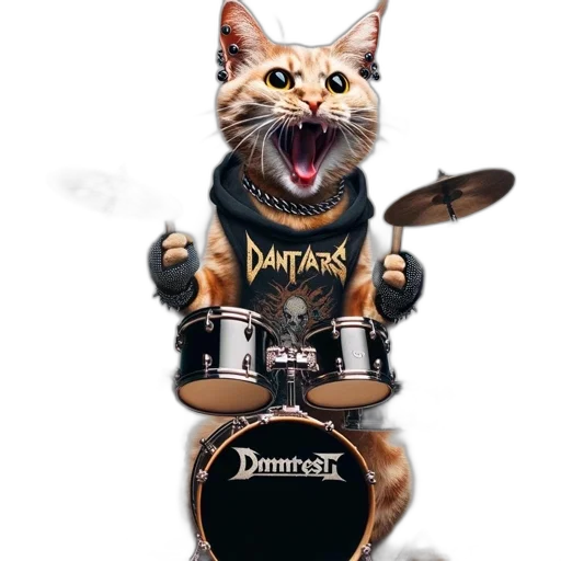 animal, weapon, 3d render, concept art, photorealistic, orange-furred, cat, donning transparent PNG cut-out