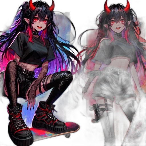 concept art, anime, fantasy art, pixel art, neon lights, dark, neon, red transparent PNG cut-out