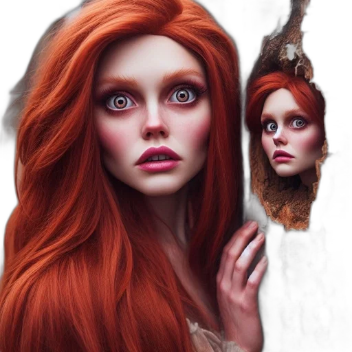 face, hair, fantasy art, photorealistic, concept art, comic book art, red, woman transparent PNG cut-out