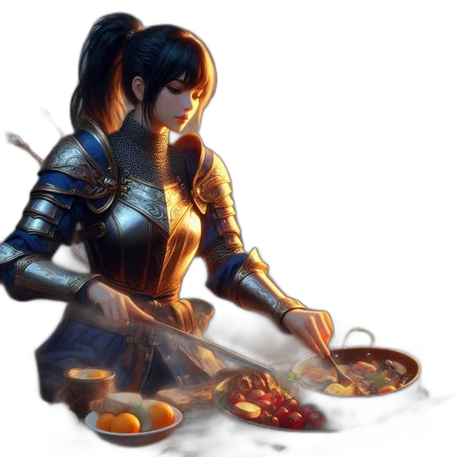 food, robot, concept art, fantasy art, pixel art, photorealistic, fire, neon lights transparent PNG cut-out