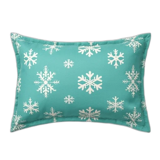green, cute, turquoise, snowflakes, pattern, lumbar, pillow transparent PNG cut-out