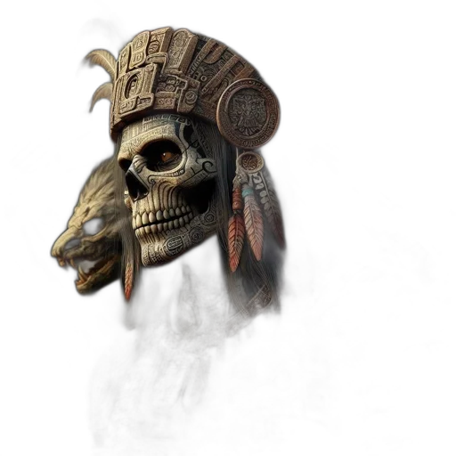 mask, face, hat, staff, concept art, fantasy art, photorealistic, 3d render transparent PNG cut-out
