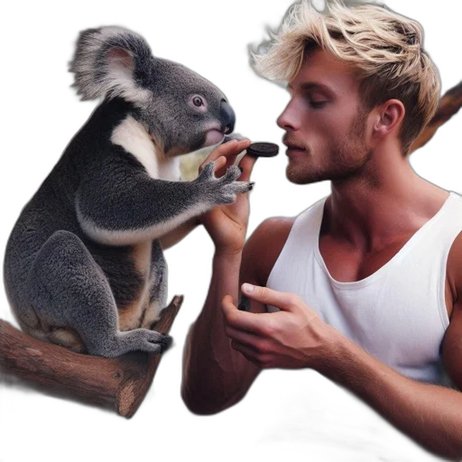 animal, creature, photorealistic, young, man, tousled, blonde, hair transparent PNG cut-out