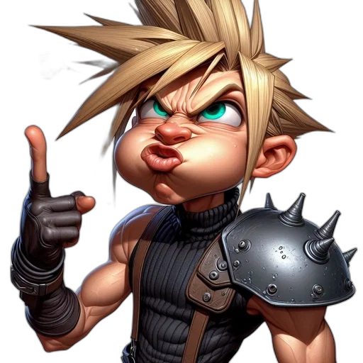 weapon, face, concept art, 3d render, fantasy art, comic book art, animated, character transparent PNG cut-out