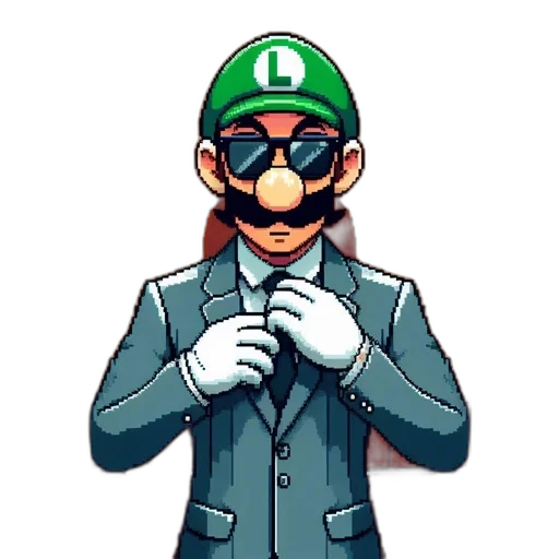 mask, staff, hat, jacket, pixel art, cartoon, concept art, comic book art transparent PNG cut-out