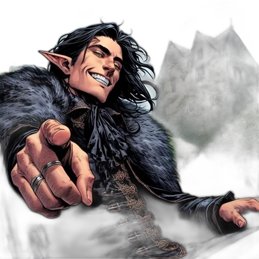 fantasy art, concept art, comic book art, photorealistic, male, character, long, black transparent PNG cut-out