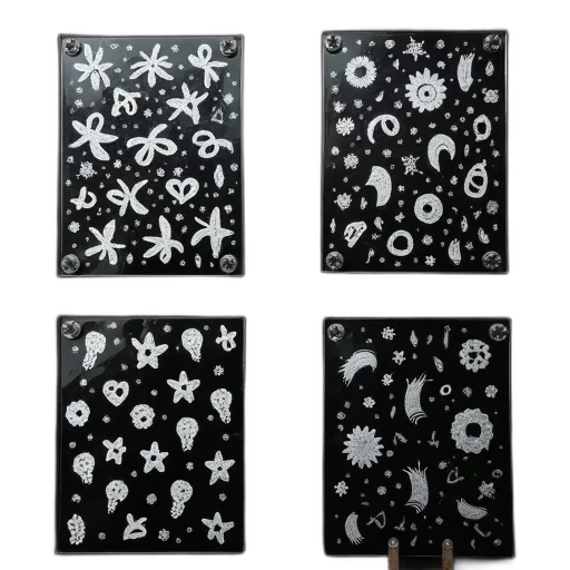 monochrome, dark, second, image, shows, two, identical, sets transparent PNG cut-out