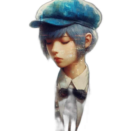 hat, robot, mask, face, watercolor, fantasy art, oil painting, photorealistic transparent PNG cut-out