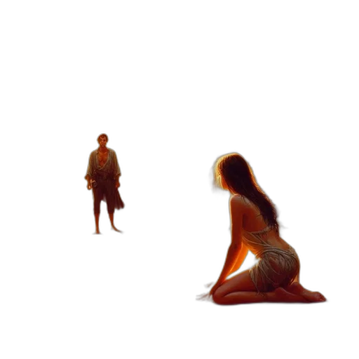creature, dress, hair, animal, concept art, pixel art, 3d render, photorealistic transparent PNG cut-out