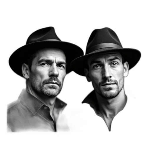 hat, photorealistic, comic book art, concept art, cartoon, black, white, photograph transparent PNG cut-out