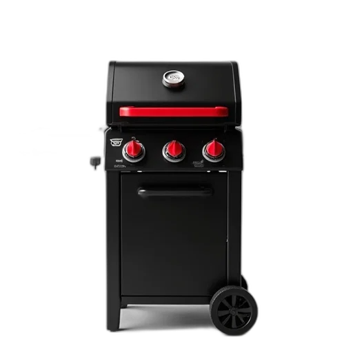 black, red, modern, gas, grill, sleek, design, handle transparent PNG cut-out