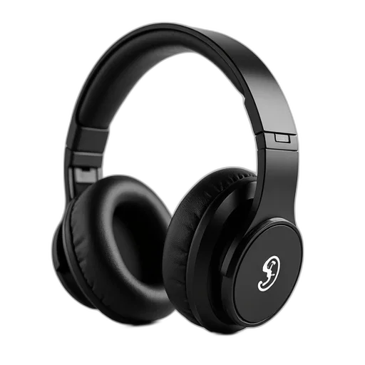3d render, pair, black, wireless, headphones, sleek, design, prominent transparent PNG cut-out