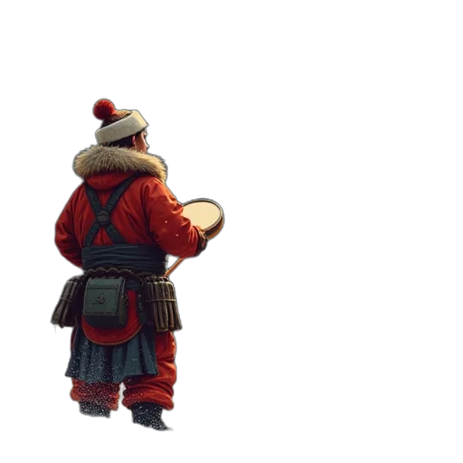 jacket, hat, staff, weapon transparent PNG cut-out