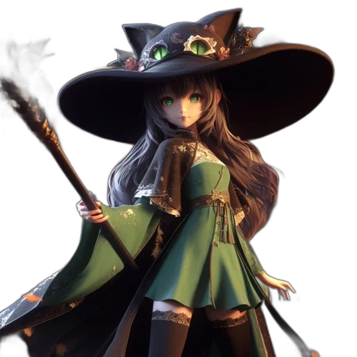 staff, hat, mask, fantasy art, concept art, anime, pixel art, dark transparent PNG cut-out
