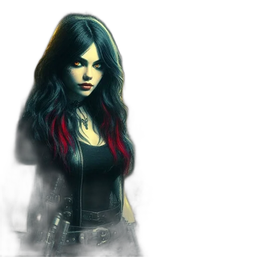jacket, comic book art, concept art, fantasy art, photorealistic, dark, red, gothic-looking transparent PNG cut-out