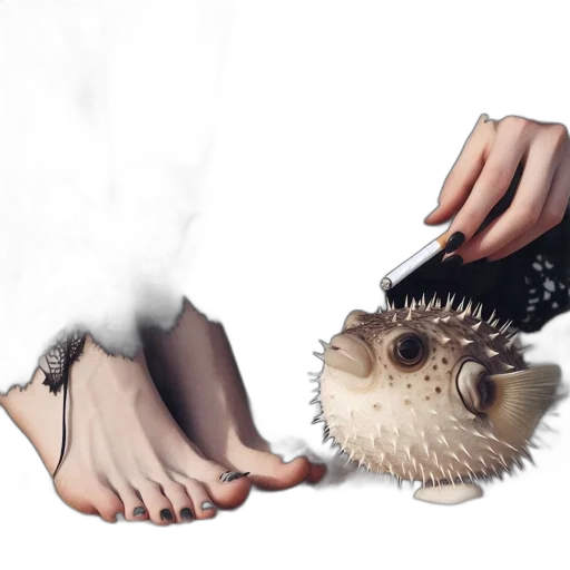 shoes, creature, mask, animal, concept art, 3d render, photorealistic, watercolor transparent PNG cut-out