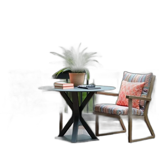 furniture, 3d render, photorealistic, concept art, watercolor, forest, earth tones, monochrome transparent PNG cut-out