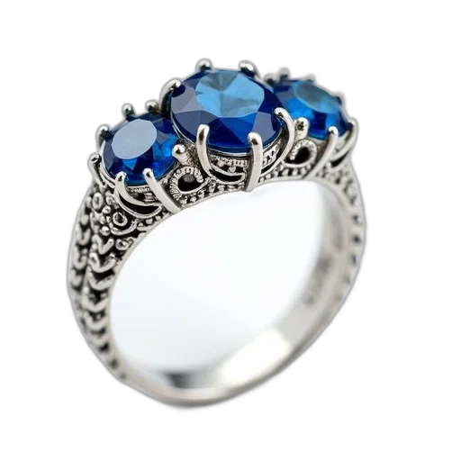 jewelry, crown, 3d render, blue, close-up, image, silver, ring transparent PNG cut-out